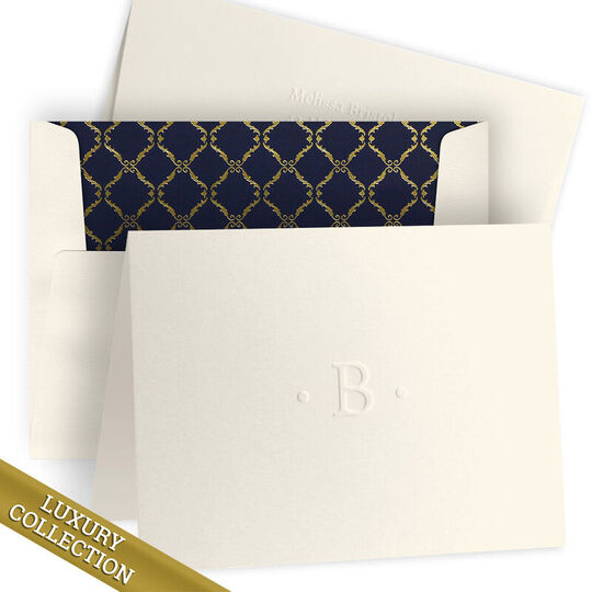 Luxury Initial Folded Note Card Collection - Embossed